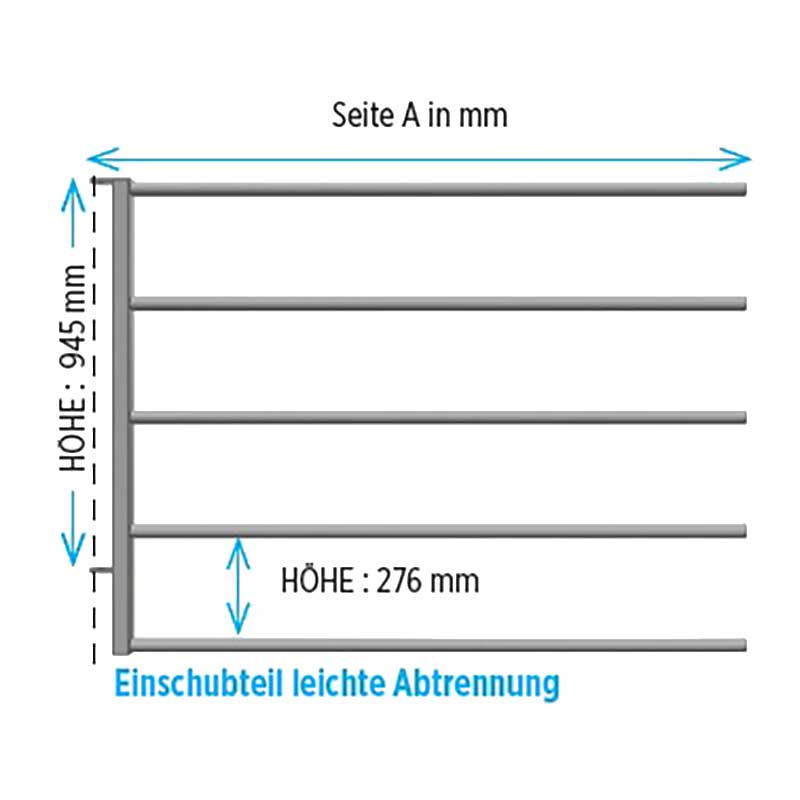 Einschubteil Abtrennung leicht 1,54 m für 1,1/4" Grundteil