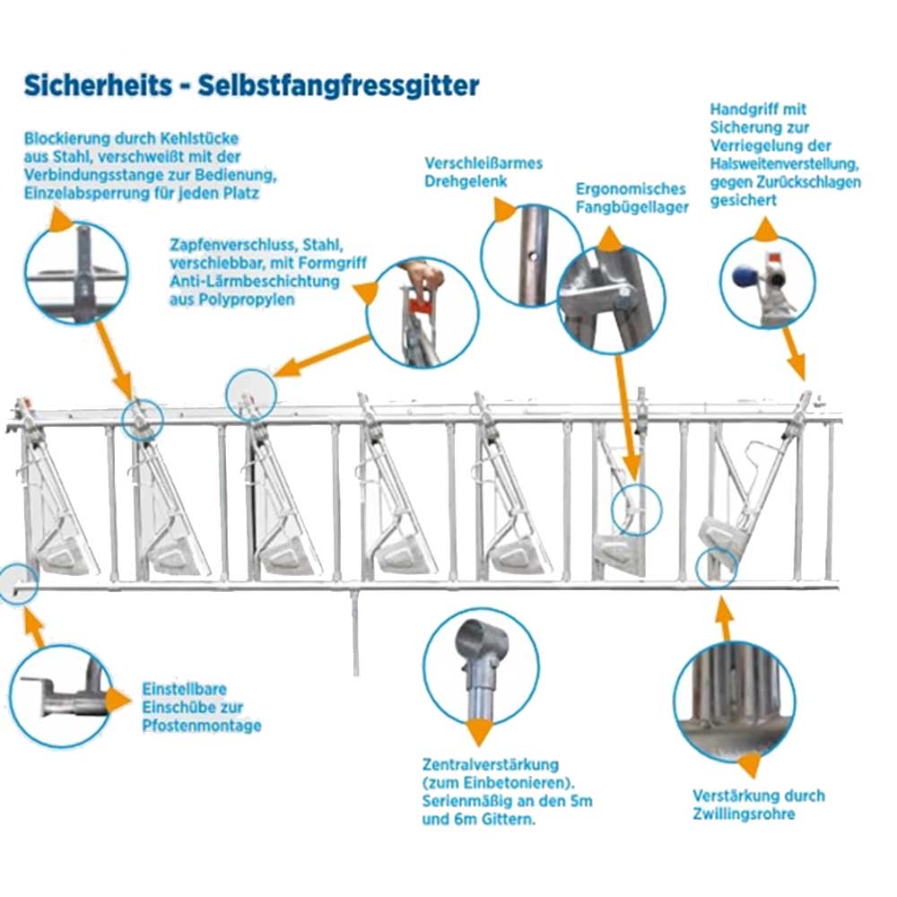 Sicherheits Fressgitter 7 Plätze 5m Fiabilis